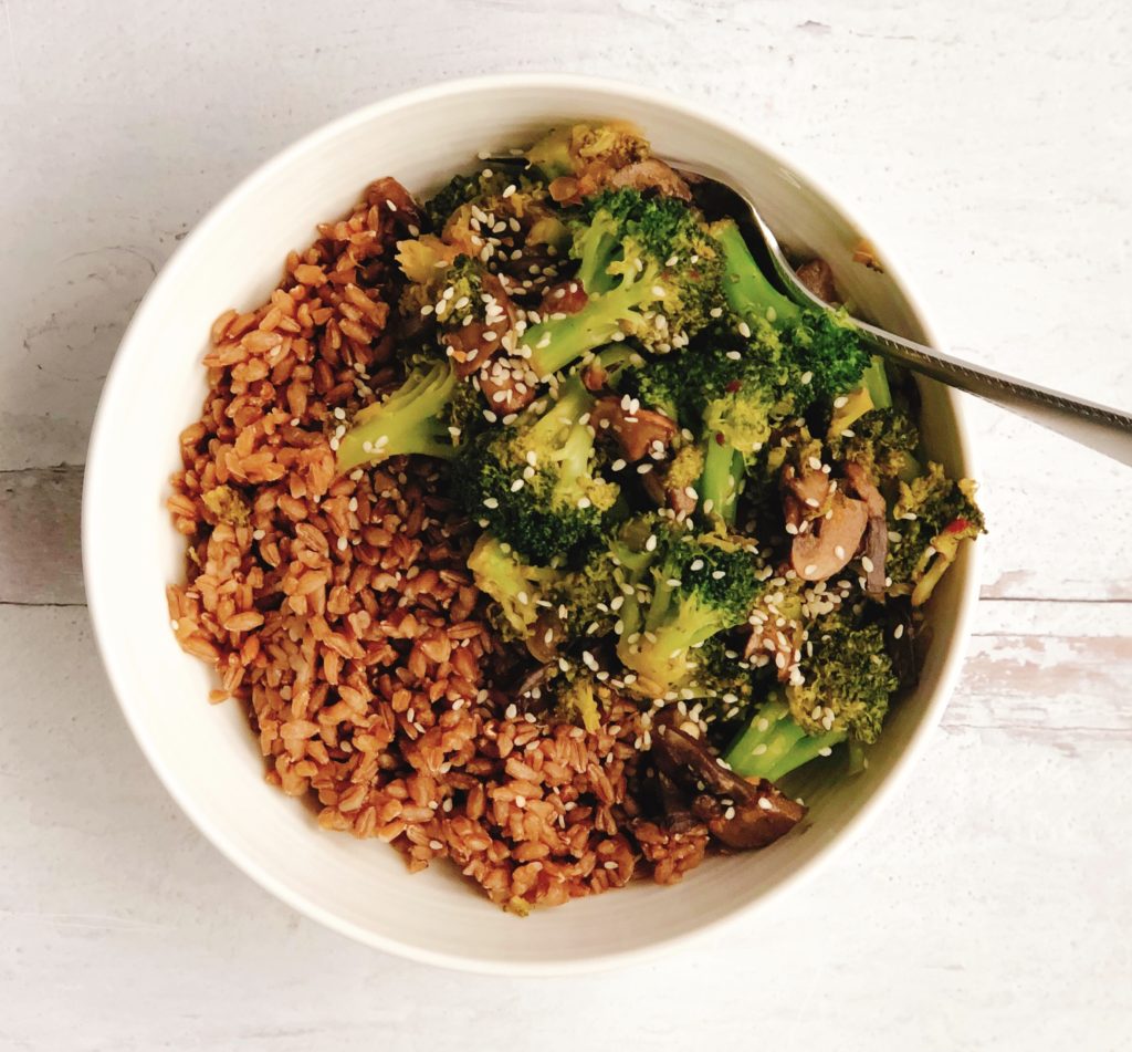 Broccoli and Mushroom Grain Bowl