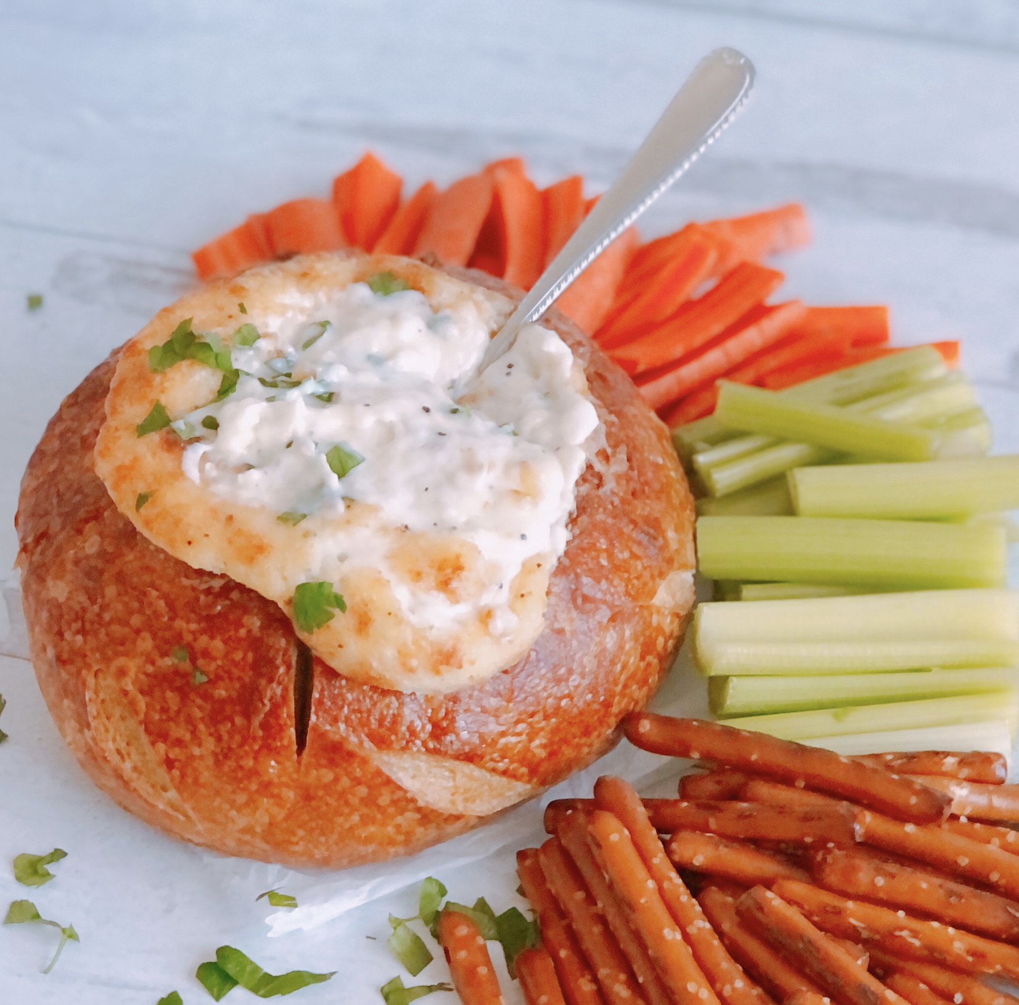 Parmesan Bread Bowl Dip - The Sweet Cucina