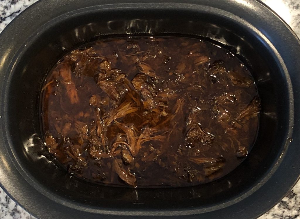 Slow Cooker Spicy Beef in the slow cooker.