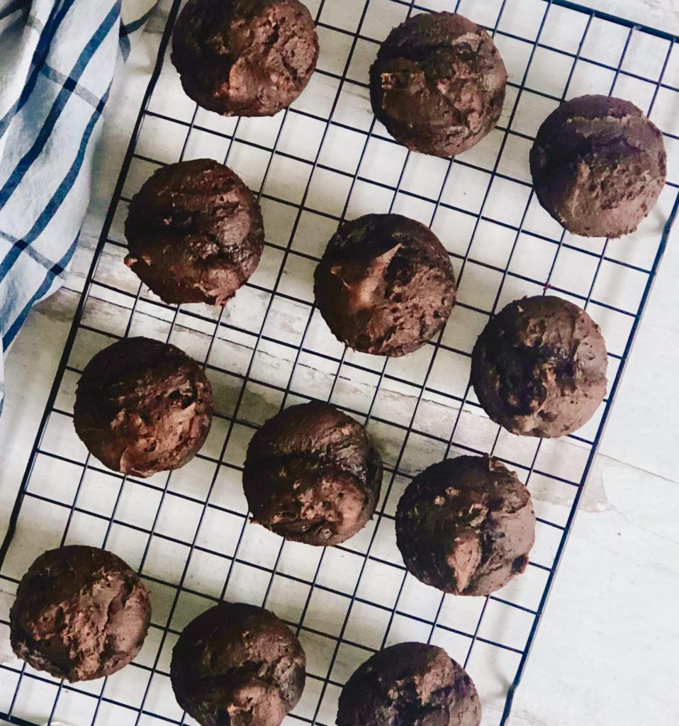Two Ingredient Chocolate Muffins on a wire rack