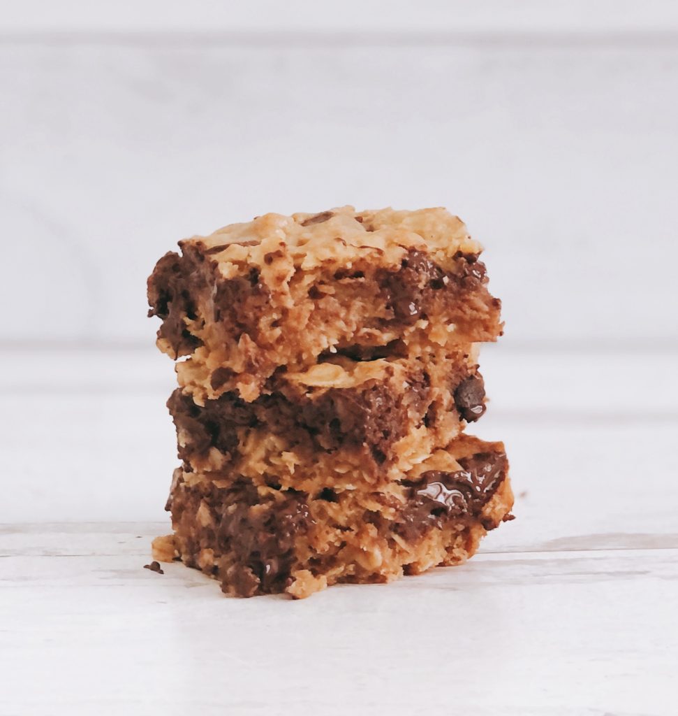 Chocolate Chip Oatmeal Bars in a stack