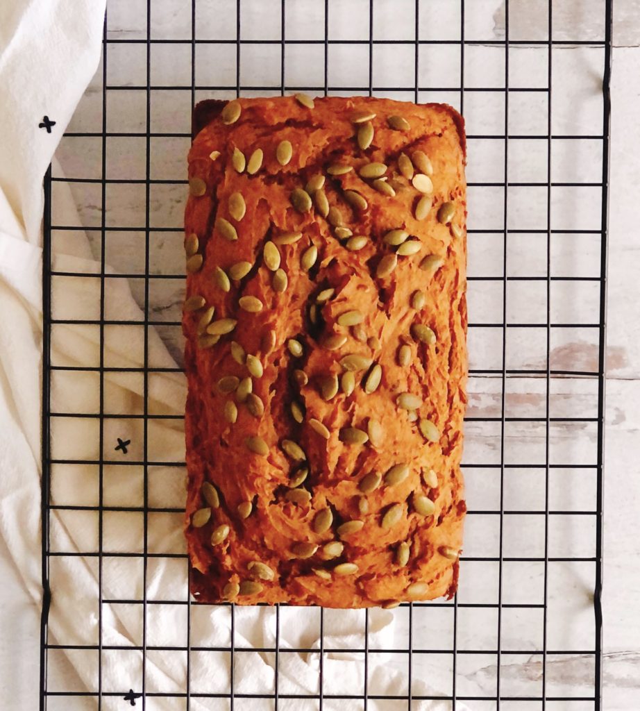 Easy Pumpkin Bread on a wire cooling rack