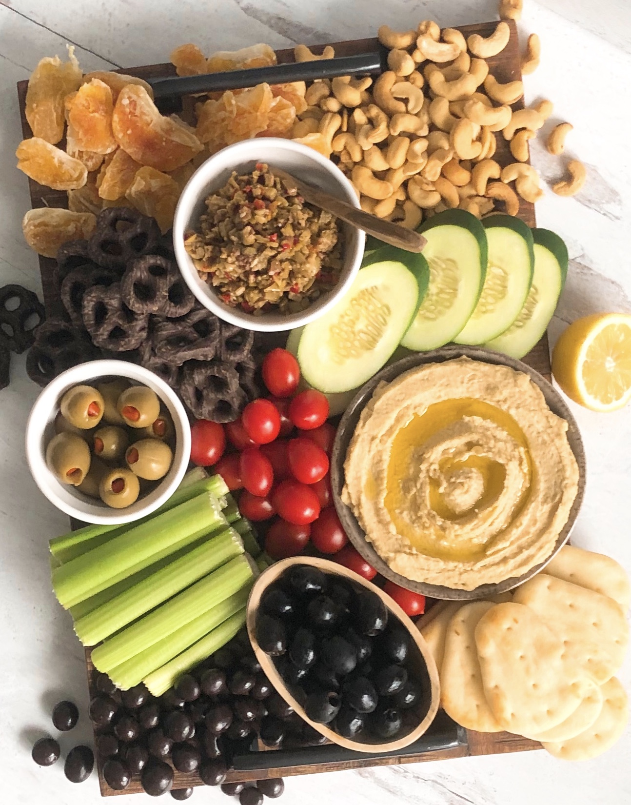 Easy Homemade Hummus on a grazing board
