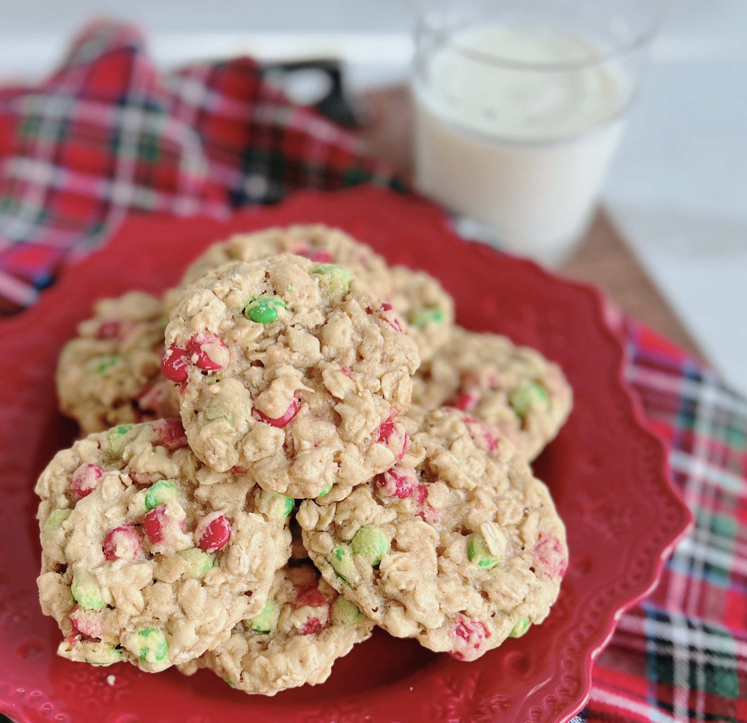 Holiday M&M Oatmeal Cookies
