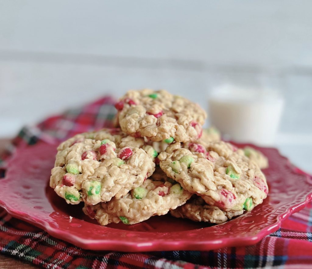 Holiday M&M Oatmeal Cookies